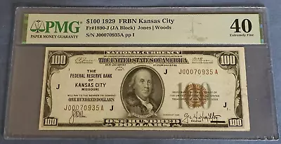 Gorgeous Series 1929 National Currency $100 Brown Seal Kansas City Pmg 40 • $203.50