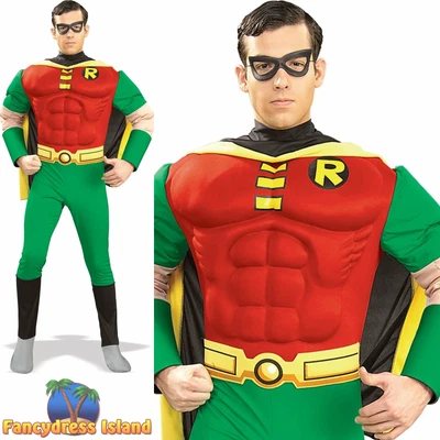 £41.99 • Buy Rubies Official Deluxe Robin Costume Muscle Chest Superhero Mens Fancy Dress