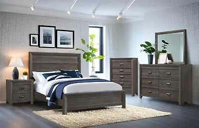 NEW Queen King Full Twin 5PC Traditional Gray Bedroom Rustic Furniture B/D/M/N/C • $1169.99