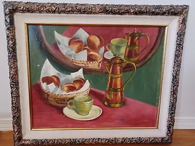 Vintage Mid Century Modern Stii Life Oil Painting Signed Dated 1956 Framed • $165