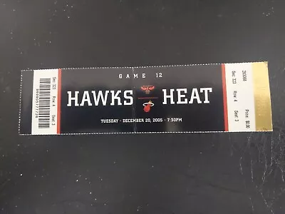 2005 ATLANTA HAWKS At MIAMI HEAT Full Ticket NBA CHAMPIONSHIP SEASON • $5