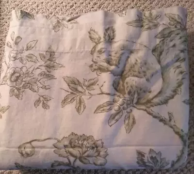 Toile Curtain Drapery Panel 48X 82 Cotton Animals Rabbit Bird Owl Roses Vintage • $39