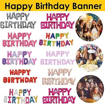 Happy Birthday Banner Birthday Party Decorations Inflating Birthday Foil Ballons • $19.99