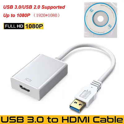 £8.99 • Buy USB 3.0/2.0 To HDMI Audio Video Adaptor Converter Cable For PC Laptop HDTV 1080P