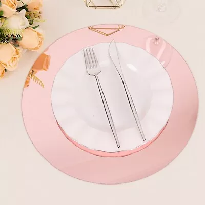 ROSE GOLD 10 Round 13  Decorative Mirror Plastic CHARGER PLATES Party • $25.62