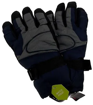 Mens Blue Gray Black Ski Gloves 3M Thinsulate Insulation Waterproof Winter Gift • $13.96