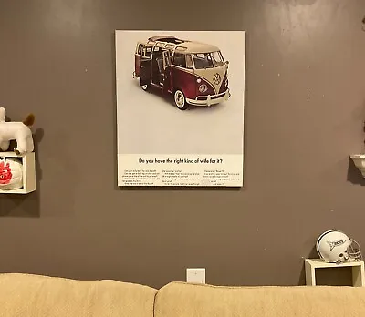 SALE 24x20 VW Bus VOLKSWAGEN Framed CANVAS PRINT Van Life Camper Beetle Poster • $39.99