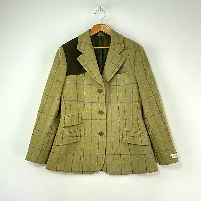 Oxford Blue Tweed Jacket Womens 8 Green Check Wool Country Hacking Shooting • $98.36