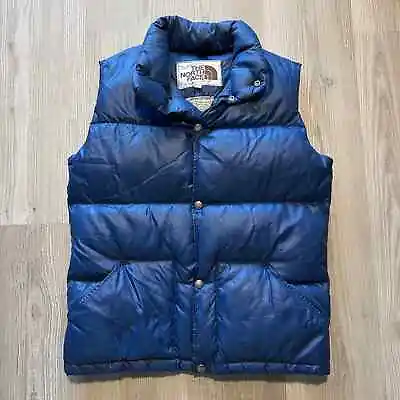 Vintage 80's The North Face Blue Goose Down Nuptse Puffer Vest Jacket Sz XS VTG • $54