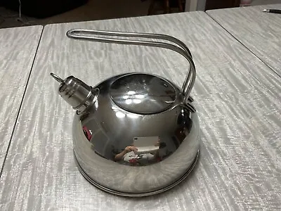 Vintage Morgan Ware Whistling Tea Kettle Stainless Steel Stamped 2.5 QT • $6