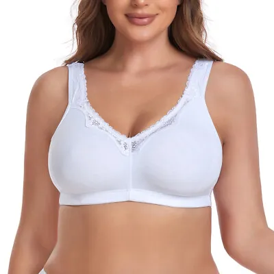 Women's Cotton Plus Size Bra Everyday Wirefree Unlined Full Coverage Non-Padded • $14.28