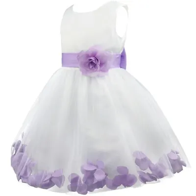 Baby Flower Girls Dress Princess Bridesmaid Communion Wedding Formal Petals Gown • £13.97