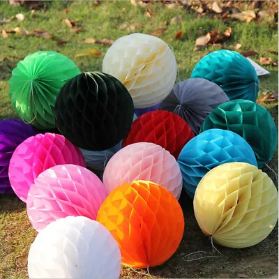 6-12" Tissue Paper Honeycomb Ball Party Wedding Decoration Multi-colour • £13.49