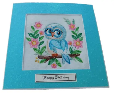 Complete Handmade Machine Embroidery Birthday Card  Owl And Daisys • £4