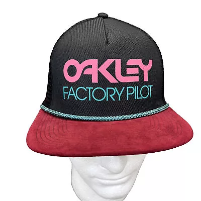 Oakley Factory Pilot Trucker Hat Mesh Snapback Baseball Cap Retro Pink & Teal • $25.99