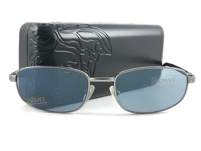 Vintage Versace Mod 2007 Metallic Grey Frame Sunglasses 90's Made In Italy • $369