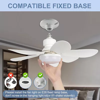 Ceiling Fan For E27 Socket 40W With Dimmable LED Light Remote Controller 20.5  • $35.59