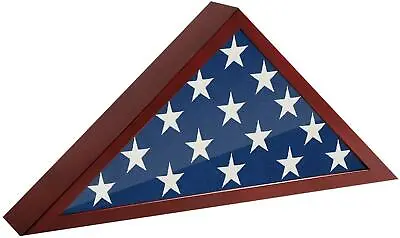 USA AMERICAN Veteran US Folded Flag Triangle Display Case Box Polished Mahogany • $33.09