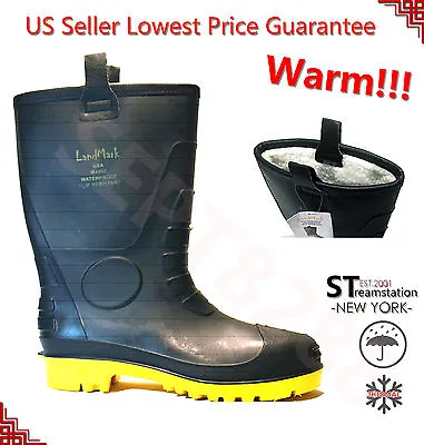 Winter Snow Rain Boots Men Water Shoes Warm Lined Thermolite Rubber Insulated • $39.88