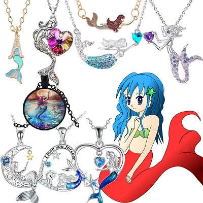 Mermaid Sparkling Rhinestone Elegant Fairy Tale Necklace Pendant Jewelry Stylish • $11.05