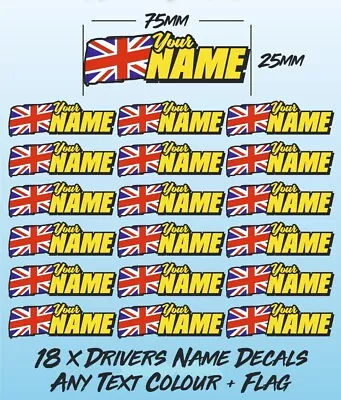 18 X RC Personalised Name Stickers 1/10 Buggy Touring Car Tamiya 75x25mm Decals • £7.99