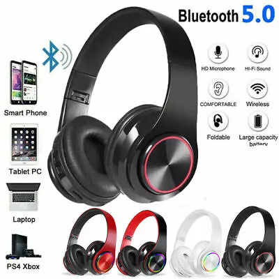 5.1 Wireless Bluetooth Headphones Noise Cancelling Over Ear Stereo Earphones UK • £7.25