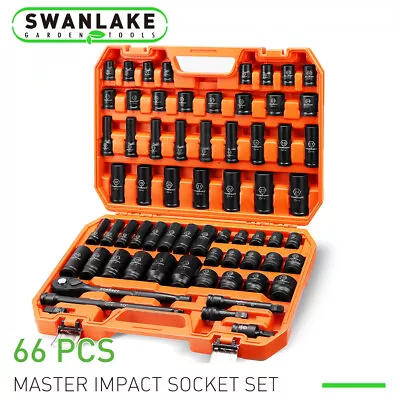 66PC 1/2  Drive Impact Socket Set Deep & Standard SAE Metric 3/8-1-1/4  8-24mm • $129.99