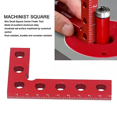 Small Square Center Finder Tool 90°Measuring Aluminum Alloy Woodworking Ruler • $11.10