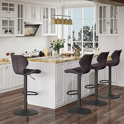 Set Of 2 Counter Height Leather Bar Stools Adjustable Swivel Pub Dining Chairs • $109.97