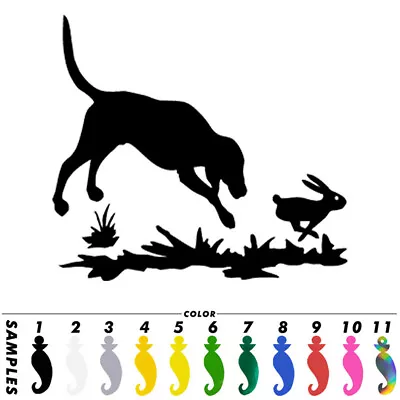 2pcs Dog Hunting For Rabbits Sticker Car Window Door Laptop Bumper Vinyl Decal • £4.26