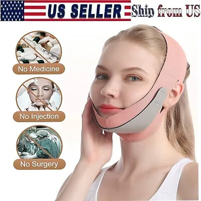 $4.99 • Buy Reusable V Line Face Slimming Double Chin Reducer Mask Lifting Belt Anti-Wrinkle