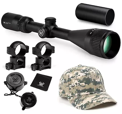 Vortex Optics Crossfire II 4-12x50 AO BDC MOA Riflescope W/H Rings & Hat Bundle • $199