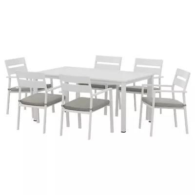 Gardeon Outdoor Dining Set 7 Piece Aluminum Table Chairs Setting White • $683.77