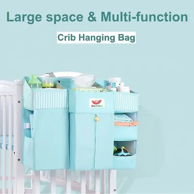 Baby Crib Hanging Storage Bag Pocket Crib Cot Organizer Nappy Diaper Wipes Bag • $45.99