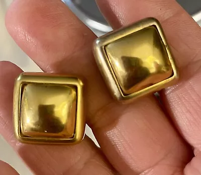 Steve Vaubel 1992 18k Gold Vermeil Square Modernist Earrings Vtg Excellent • $112