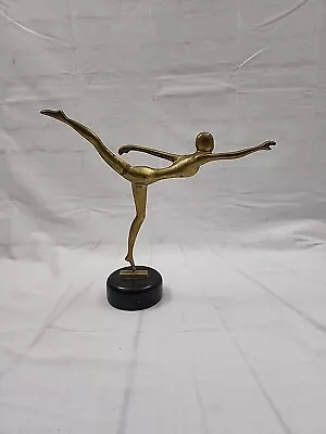 Hollywood Regency Vintage Brass Sculpture  Dancer Figurine Marble Base MCM • $59.95