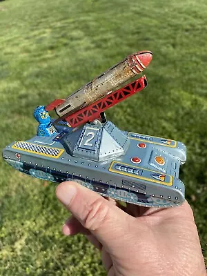 Vintage Linemar Marx Tin Friction Space Tank Rocket Launcher Japan Toy • $30