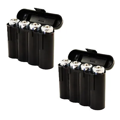 2 Black Aa Aaa Battery Battery Plastic Storage Case Holder Box Usa Ship • $6.55