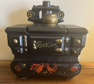 Vintage McCoy Art Pottery Old Fashioned Stove Cookie Jar USA 1960s Black • $45