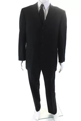 Versace Classic V2 Mens Wool Four Button Blazer Pleated Pants Suit Black Size 52 • $109.79