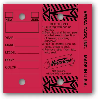 Versa-Tags Genuine Key Tags (Half-Pack) 125 Key Tags & Key Rings Per Box (Red) • $24