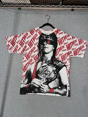 Vintage 1993 WWF Wrestling Bret Hart The Hitman All Over Print AOP T-Shirt Xl • $270