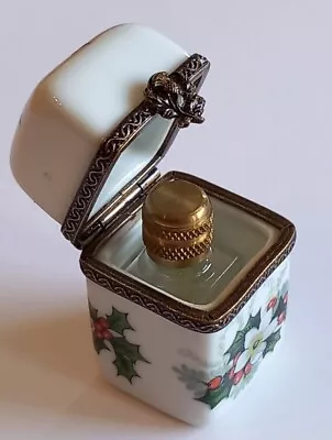 Limoges Porcelain Trinket Box With Perfume / Scent Bottle Lovely Condition  • £14.95