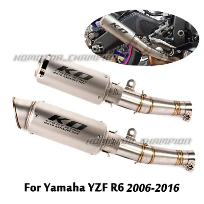 For Yamaha YZF R6 2006-2016 Modified Exhaust Muffler 60mm Slip On Mid Link Pipe • $152.90