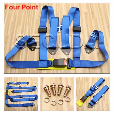 Universal Brand New High Quality Blue 3 4 Point Buckle Racing Seat Belt Harness • £27.98