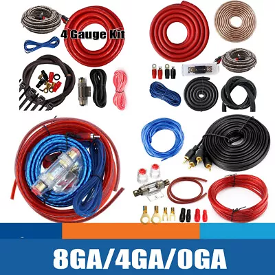 0/4/8 Gauge Amp Wiring Kit 1500W-5000W RCA Wire Car Audio Amplifier Install • $23.99