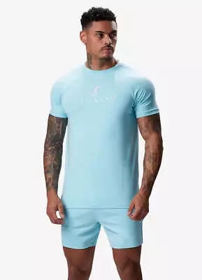 Gym King T-Shirt Mens Short Sleeve Crew Neck Pro Jersey Tee Aqua Blue • £24.99