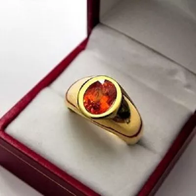 2.00 Ct Oval Cut Natural Red Ruby Men's Bezel Set Solitaire Ring 14K Yellow Gold • $1287.99