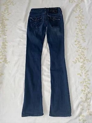 True Religion Becky Super T Womens Size 24 Blue Skinny Boot Distressed Jeans • $24.55