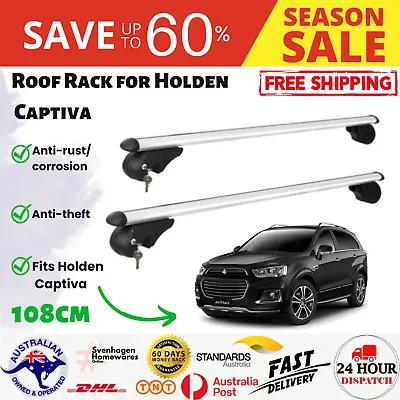 $128.66 • Buy Roof Rack 1200mm Lockable For Holden Captiva Top Roof CBars Aluminium